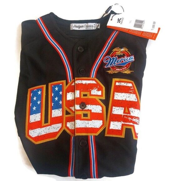 Headgear Classics USA Donald Trump Button Down Baseball Jersey Youth Boys Small - Picture 9 of 9